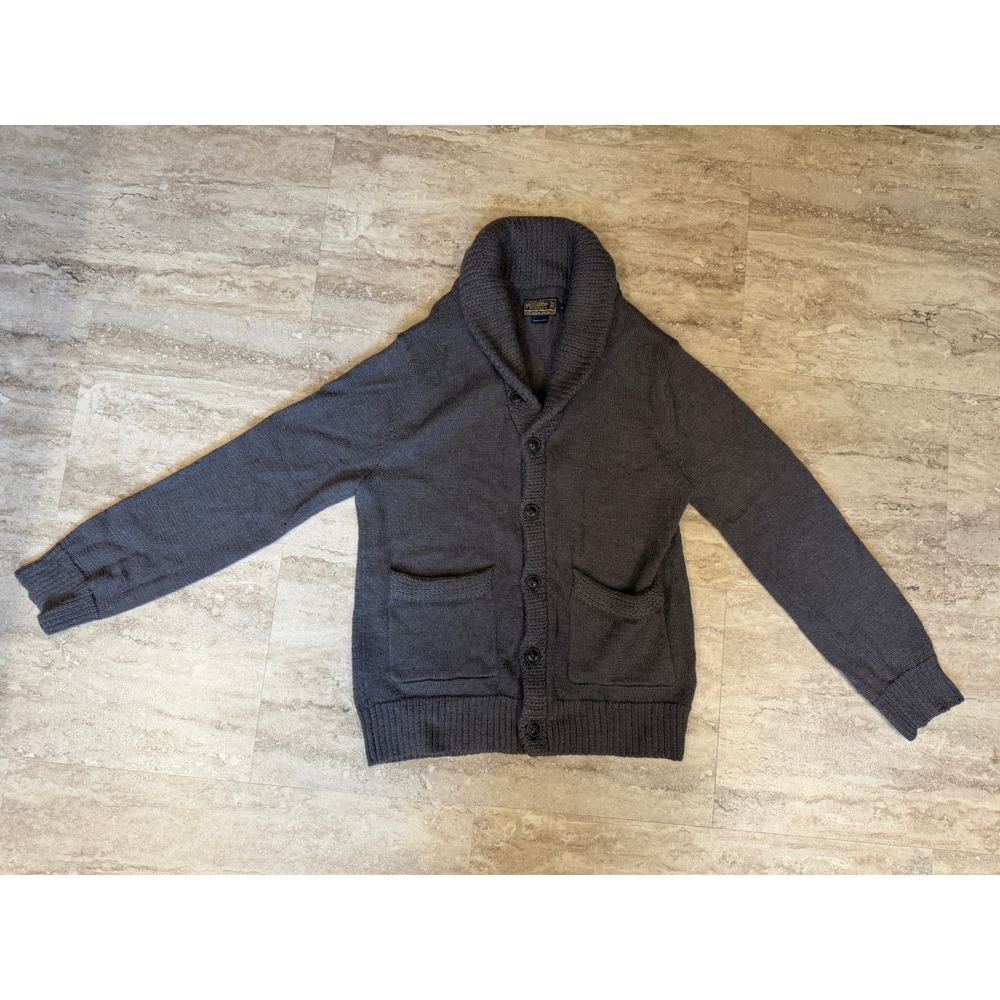 Pendleton Mens 100% Alpaca Wool Cardigan Sweater Gray Medium Thos. kay